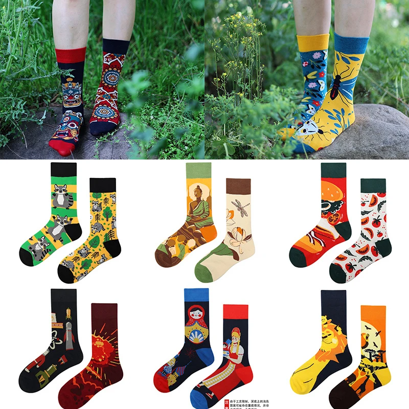 Top Trends: AB Edition Asymmetric Couple Fashion Medium High Cotton Colorful Fashion Street Socks Shoppable Styles