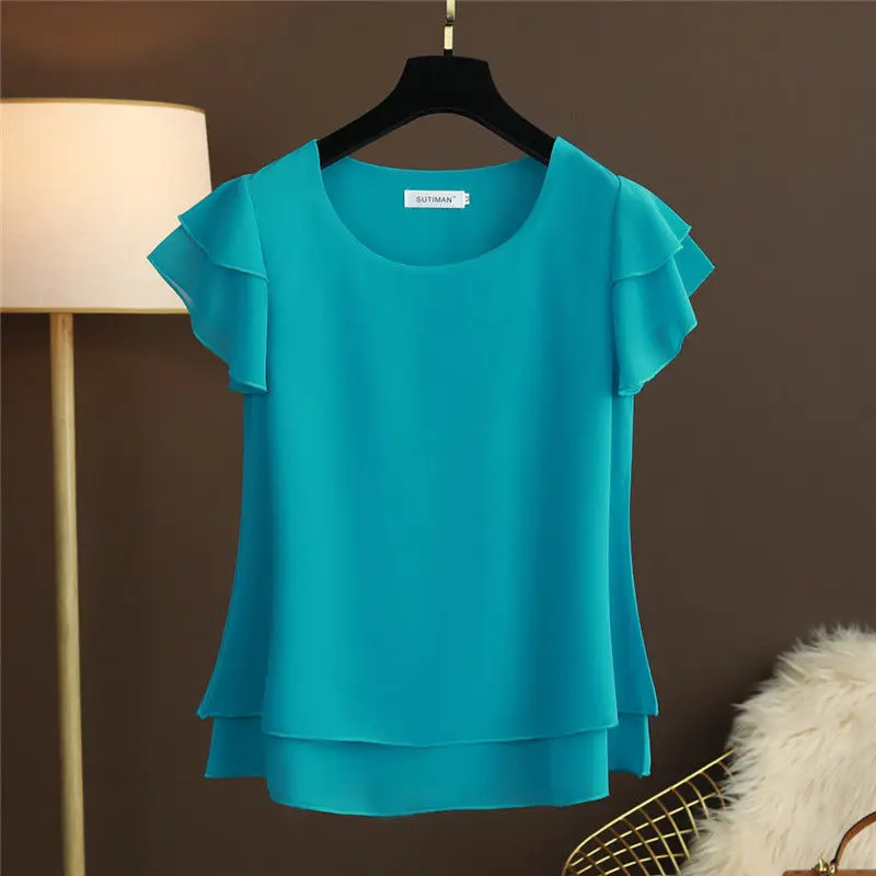 Top Trends: New Summer Women Blouse Loose O-Neck Chiffon Shirt Female Short Sleeve Blouse Oversized Shirts Womens Tops And Blouses Top Shoppable Styles