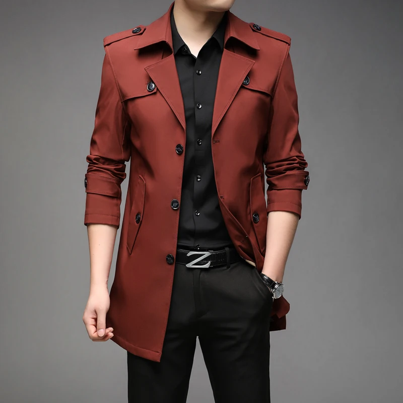 Top Trends: New Spring Men Trench Fashion England Style Long Trench Coats Mens Casual Outerwear Jackets Windbreaker Brand Mens Clothing 2022 Shoppable Styles - Image 4