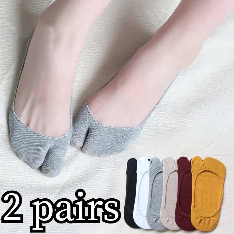 Top Trends: Summer Combed Cotton Tabi Socks Solid Comfortable Breathable Two Toe Socks Women Non-slip Invisible Low Cut Kawaii Boat Sock New Shoppable Styles