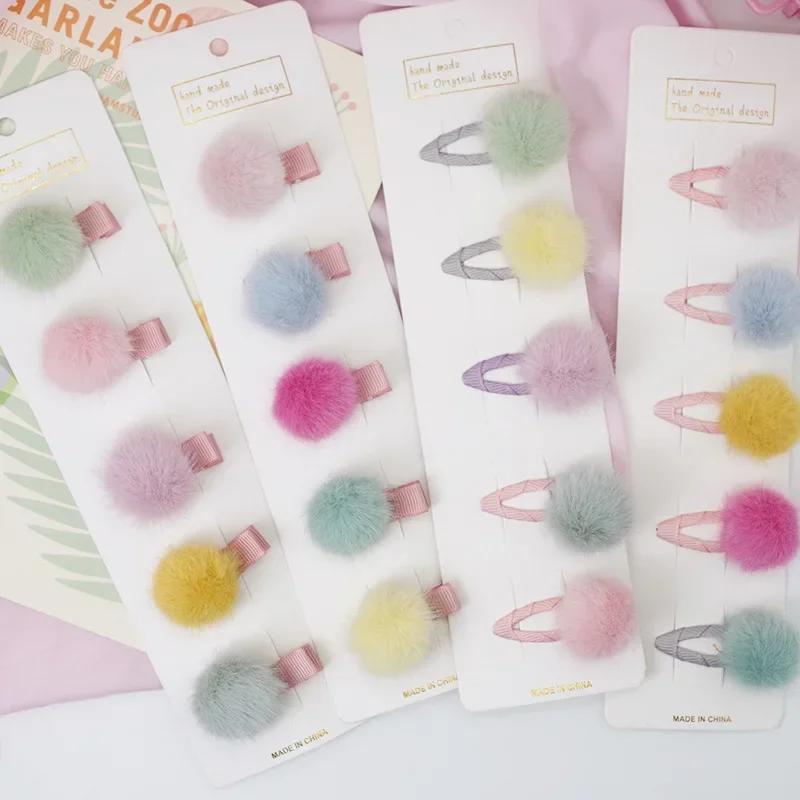 Top Trends: Oaoleer 5cs / lot Pompom Baby Hair Clips Lovely Fur Hairpins Barrettes Set For Baby Girls Kids Fashion Ball Hairgrips Accessories Shoppable Styles - Image 2