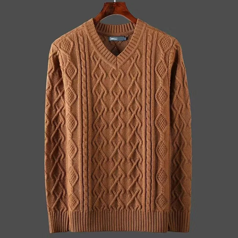 Top Trends: Fashion V-Neck Knitted Spliced Solid Color Casual Sweater Men Clothing 2023 Autumn New All-match Pullovers Loose Korean Tops Shoppable Styles