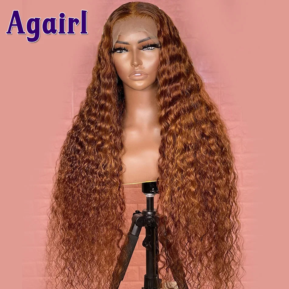 Top Trends: 32 Inch 200% Density Ginger Brown Water Wave Lace Frontal Wig Copper Brown Brazilian Virgin 13x4 13X6 Lace Front Human Hair Wigs Shoppable Styles - Image 3