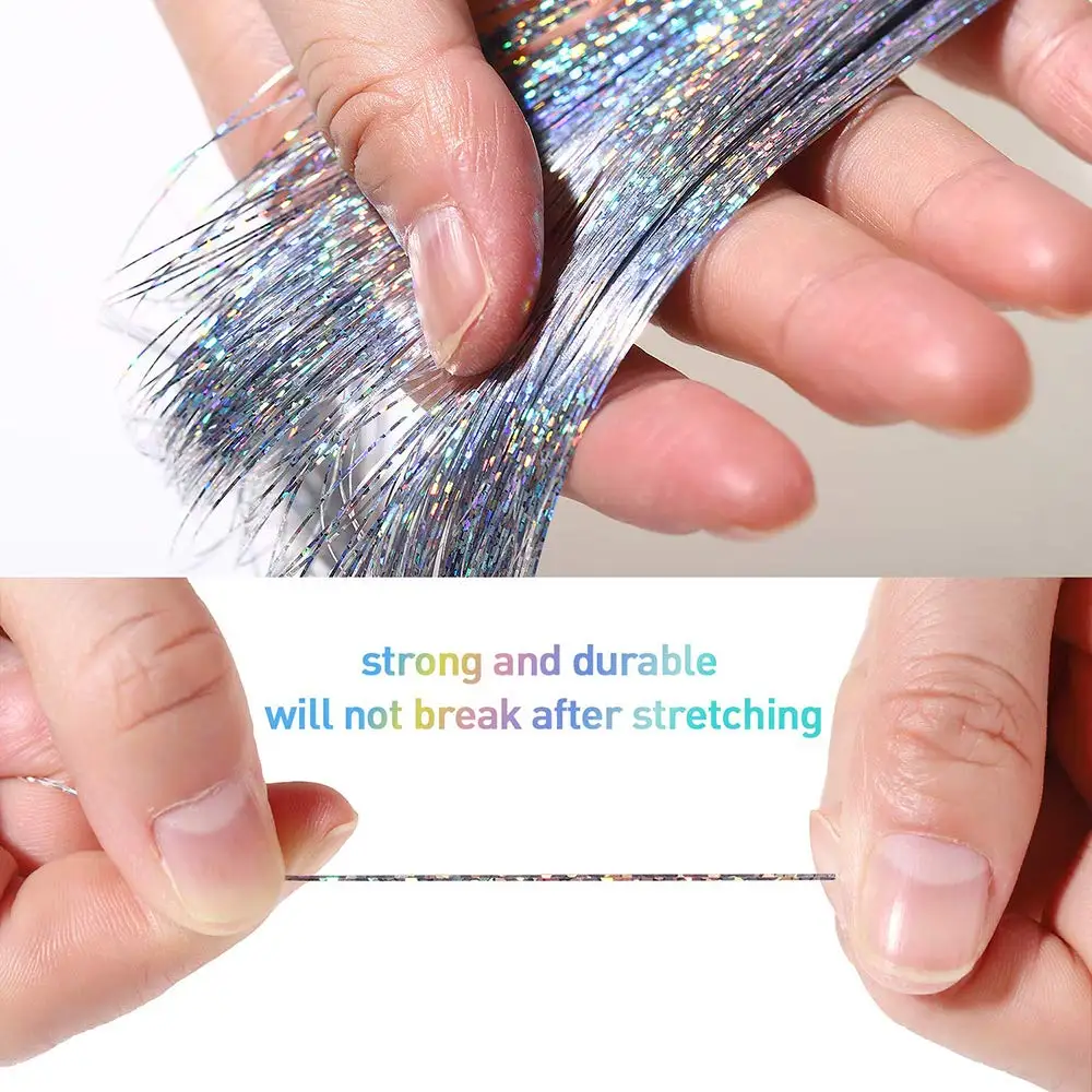 Top Trends: 120cm Sparkle Shiny Hair Tinsel Hair Extensions Dazzles Women Hippie For Braiding Headdress Hair Braiding Tools Shoppable Styles - Image 2