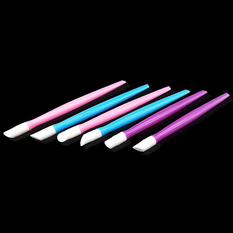 Top Trends: 10 Pcs / lot Soft Plastic Nail Cuticle Pusher Rubber Head Press Nail Stickers Pushers Acrylic Pedicure Manicure Salon Nail Tools Shoppable Styles