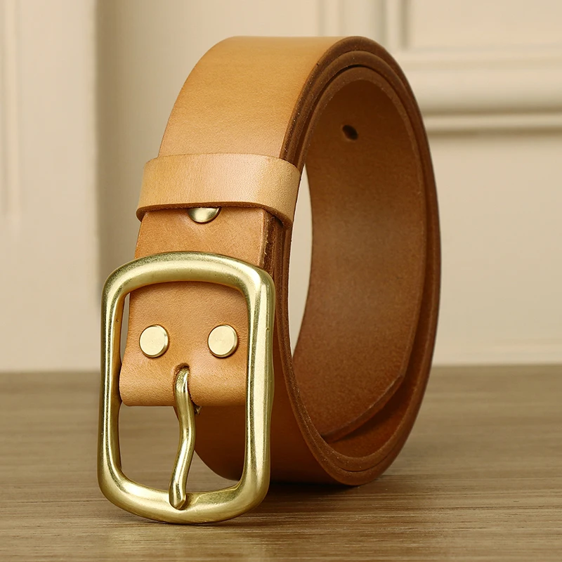 Top Trends: Men&#039;s Top-layer Belt, Full-grain Vegetable Tanned Leather, Genuine Leather Belt, Casual Pin Buckle Handmade Belt For Gift Giving Shoppable Styles