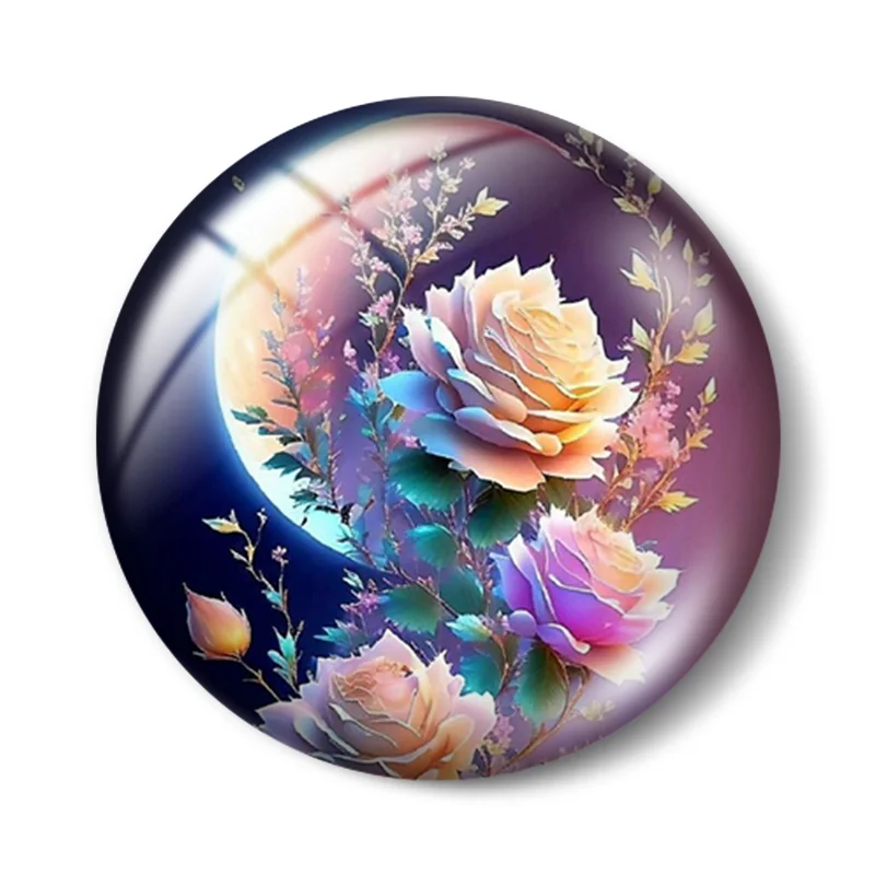 Top Trends: Beautiful FlowerS Night Images12mm / 16mm / 18mm / 25mm 10pcs Round Photo Glass Cabochon Demo Flat Back Making Findings Shoppable Styles - Image 6