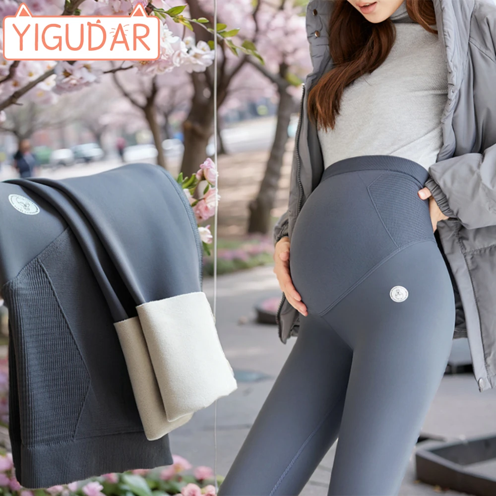 Top Trends: Pregnant Women's Clothing Casual Pants Thicken Velvet Maternity Leggings Warm Pants Fashion Pregnancy Photoshoot Trousers Shoppable Styles