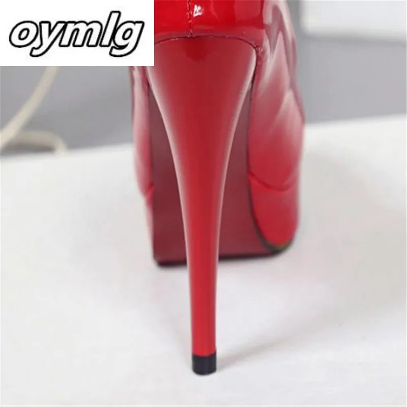 Top Trends: 10CM High-heeled Shoes Waterproof Platform Sexy Fine With Round Head Feet Korean Women's Shoes Patent Leather Large Size S071 Shoppable Styles - Image 5