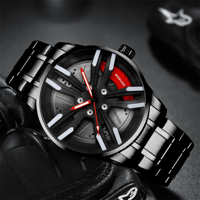 Top Trends: Men Wheel Rim Hub Watch Stainless Steel Sport Car Men Quartz Watches Waterproof Creative Leather Luminous Clock Relogio Masculio Shoppable Styles