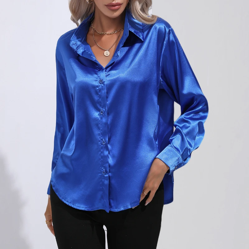 Top Trends: Satin Women Shirts And Blouses Silk Womens Tops Loose Oversized Long Sleeve Blouse Women Spring Elegant Women Clothing OL Shirt Shoppable Styles