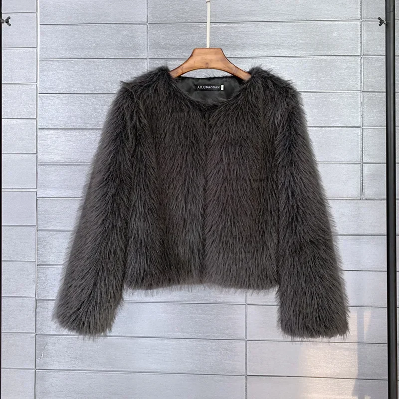 Top Trends: Solid Faux Fur Coats Women Full Sleeve O-neck Open Stitch Covered Button Fur Jackets Winter Autumn Warm Cardigan Elegant Shoppable Styles