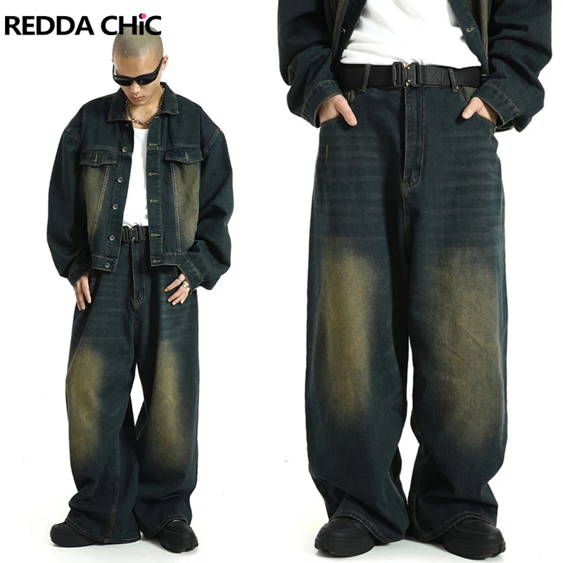 Top Trends: REDDACHiC Big Size Green Wash Skater Men Baggy Jeans Adjust-waist 90s Vintage Y2k Wide Pants Hip Hop Trousers Casual Work Wear Shoppable Styles