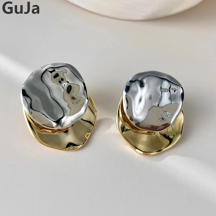 Top Trends: Modern Jewelry 925 Silver Needle Splicing Color Shiny Smooth Metal Stud Earrings For Women Girl Gift Senior Sense 2023 New Shoppable Styles