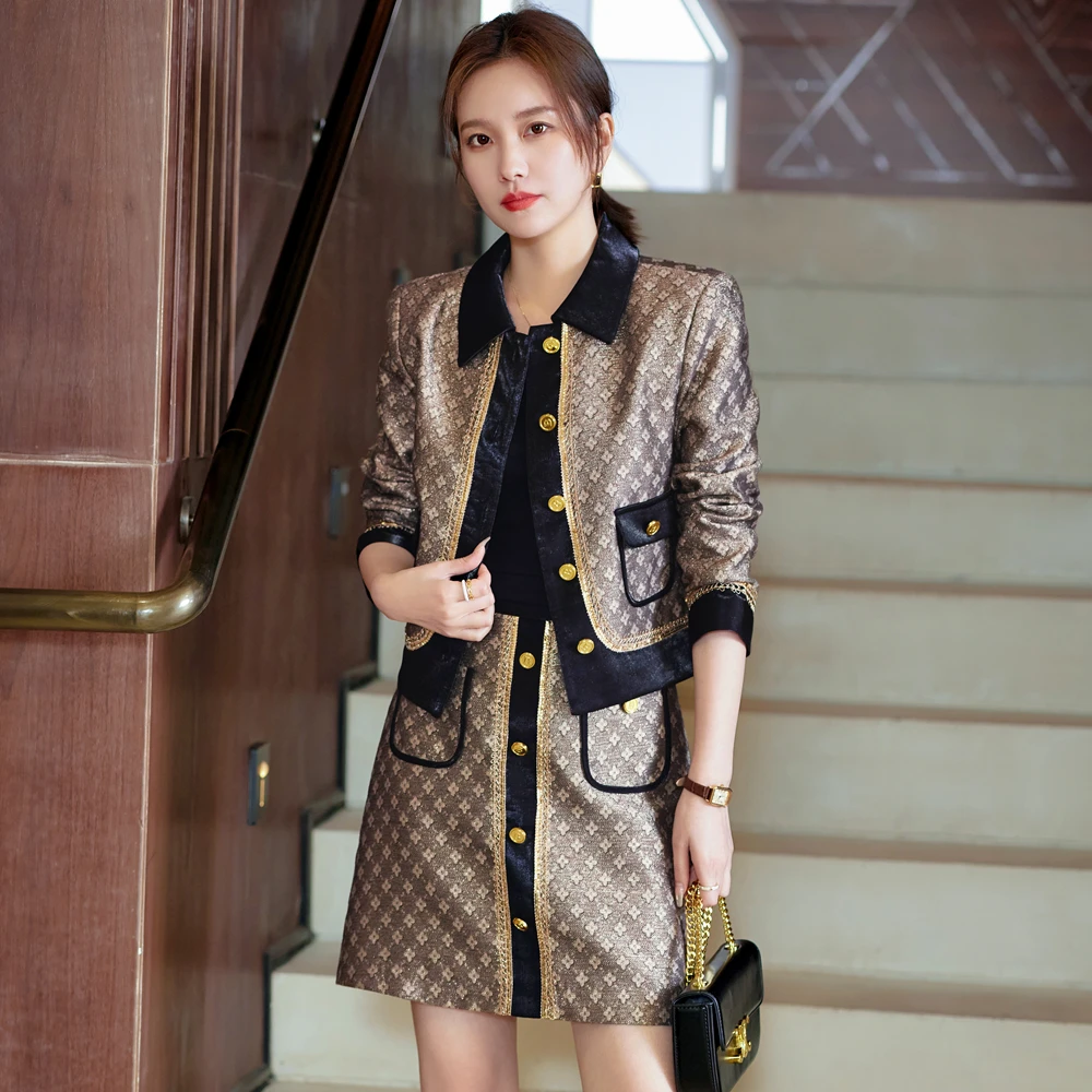 Top Trends: 2023 Autumn / Winter High Quality Retro Korean Women's Street Casual Small Fragrance Top Coat And Skirt Short Jacket Set 2 Pieces Shoppable Styles