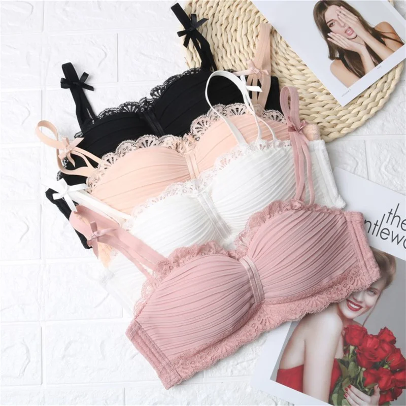 Top Trends: Women Sexy Lace Bra Push Up Bras Underwear Wireless Gather Lingerie Convertible Straps Tube Top Fashion Cute Female Brassiere Shoppable Styles