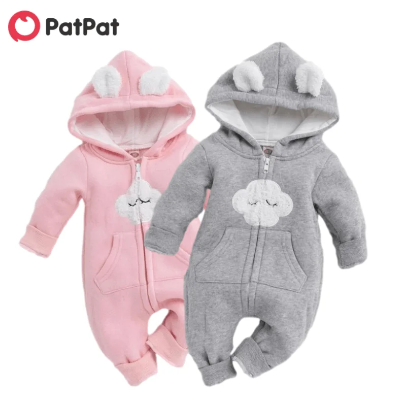 Top Trends: PatPat Winter Baby Adorable Cloud Hooded Baby Rompers For Baby Boys And Baby Girls Warm Unisex Baby Bodysuit Clothes Shoppable Styles