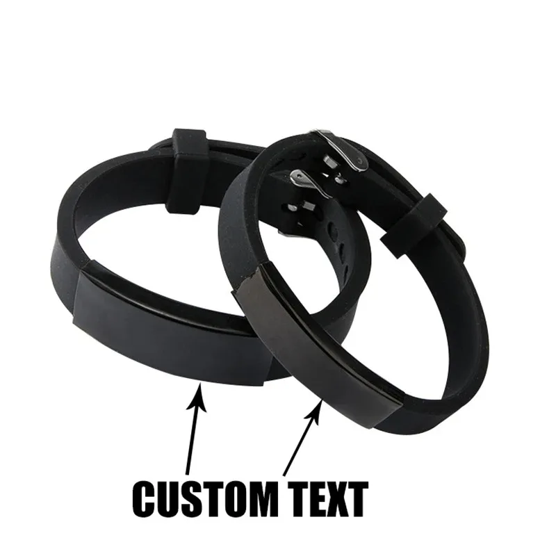 Top Trends: Personalized Custom Name Text Silicone Bracelet Men Punk Lovers Black Engrave Logo Id Bracelets For Women Friends Luxury Brand Shoppable Styles