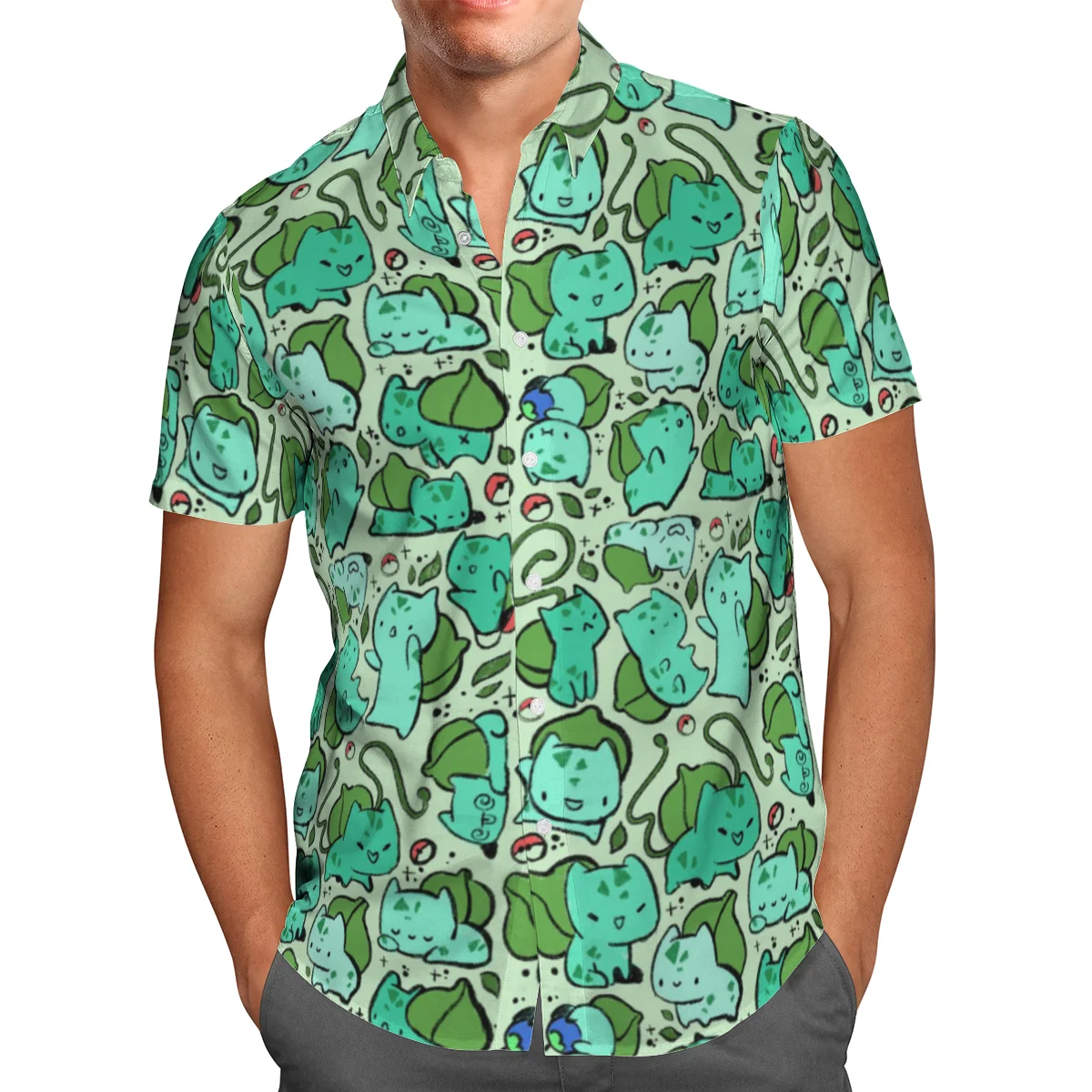 Top Trends: Oversized Streetwear 3D Anime Green Short Sleeve Hawaiian Shirt Men&#039;s Beach Summer 5XL Social Homme-863 Shoppable Styles