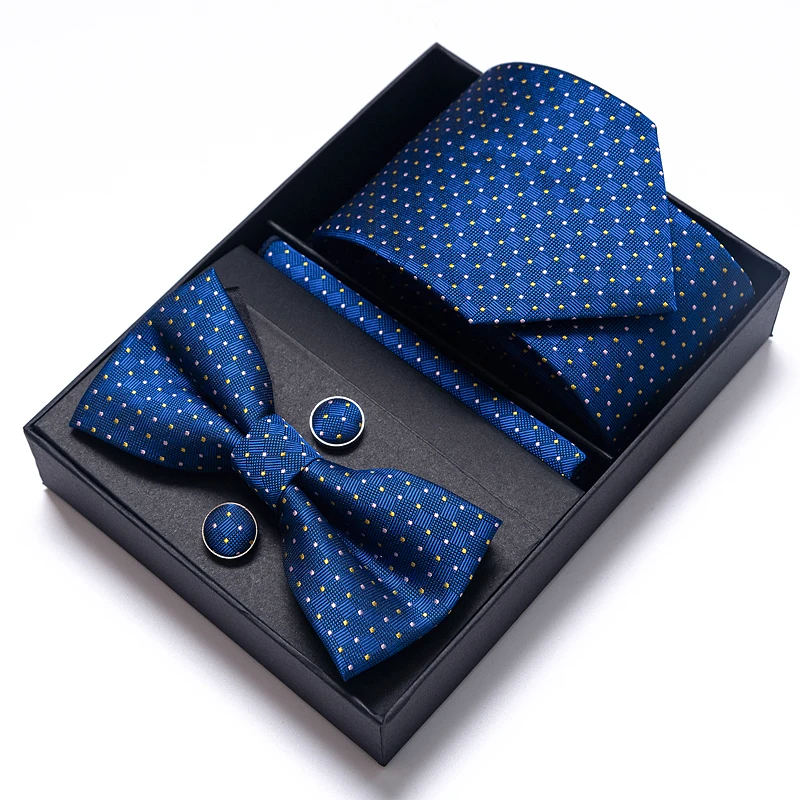 Top Trends: Fashion Factory Sale Mix Colors Holiday Gift Tie Pocket Squares Cufflink Set Necktie Box Man Blue Wedding Fit Business Shoppable Styles