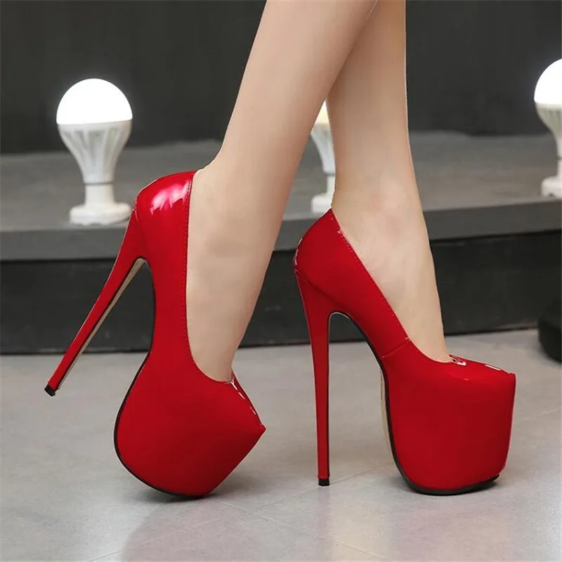 Top Trends: 35-44 Size Women Super High Heels 18cm Shoes Concise 8CM Platforms Shoes Pumps Wedding Party Sexy Leather Shoes Zapatos Shoppable Styles - Image 2