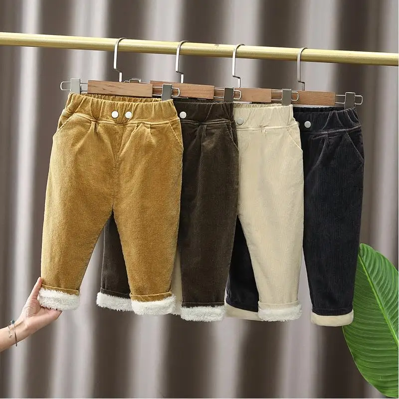 Top Trends: Winter Children Pants Boys Girls Plus Velvet Thick Corduroy Warm Trousers 1-6 Years Old Baby&#039;s Thickened Double Layer Trousers Shoppable Styles