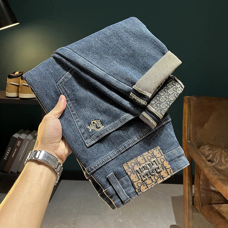 Top Trends: New Men'S Jeans High-End Fashion Brand Loose Straight Pants Printed Casual All Fashion Stretch Denim Pants Shoppable Styles