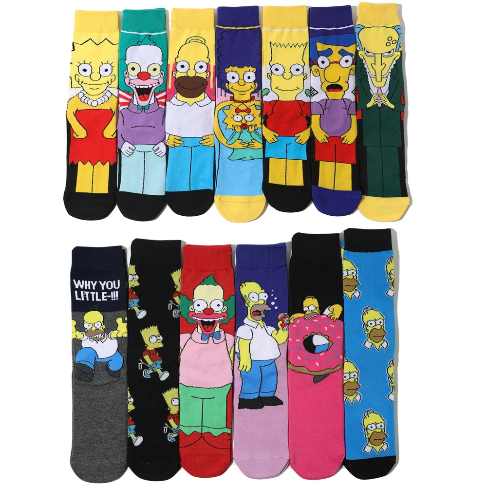 Top Trends: Harajuku Autumn The Simpsons Men Socks Cartoon Trend Personality Skateboard Women Socks Anime Middle Tube Cotton Unisex Socks Shoppable Styles