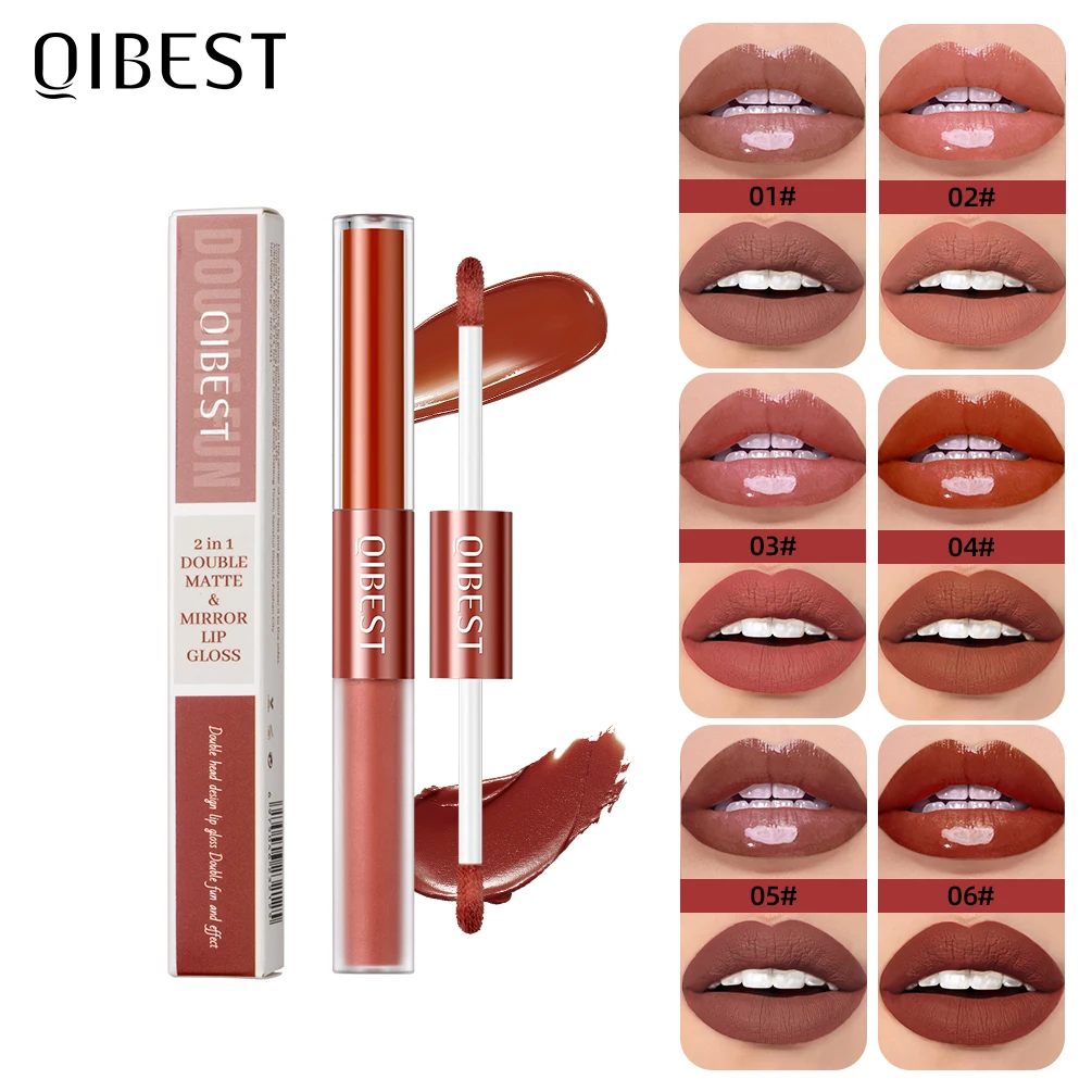 Top Trends: QIBEST 2023 New Double Head Matte Velvet Liquid Lipstick Waterproof Double End Mirror Lip Glaze Moisture Lip Makeup 2 In 1 Stick Shoppable Styles