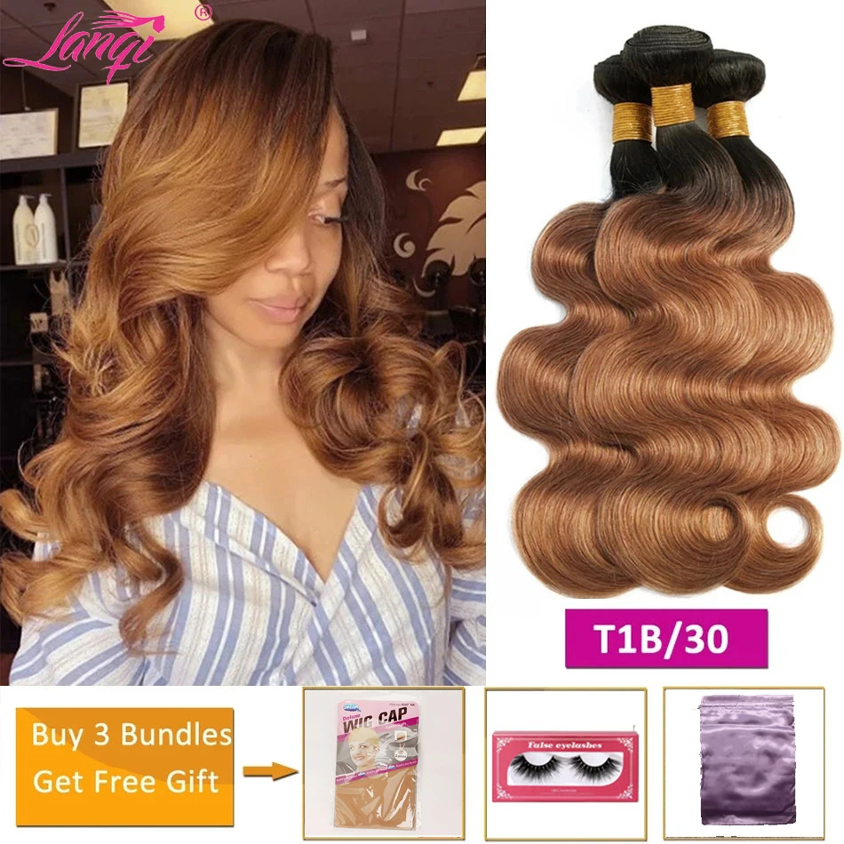 Top Trends: Lanqi 10A Ombre Body Wave Hair Bundles Colored Brazilian Wholesale Human Hair Weave Bundles 100% Remy Human Hair Extensions Shoppable Styles