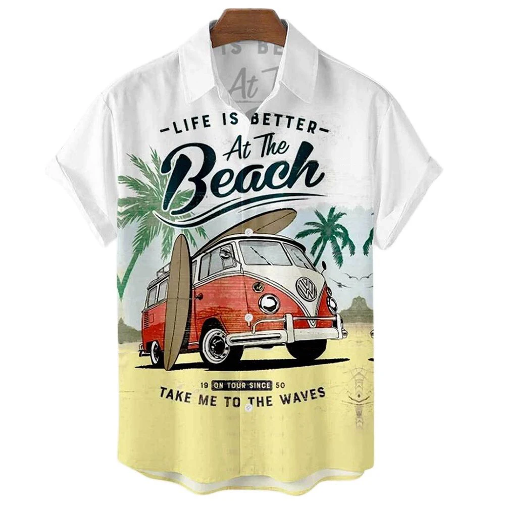 Top Trends: Seaside Holiday Take Men's Short Sleeve Collar Shirt New Handsome Loose Sand Beach Of Hawaii Big Yards Camisa Floral Casual Shoppable Styles