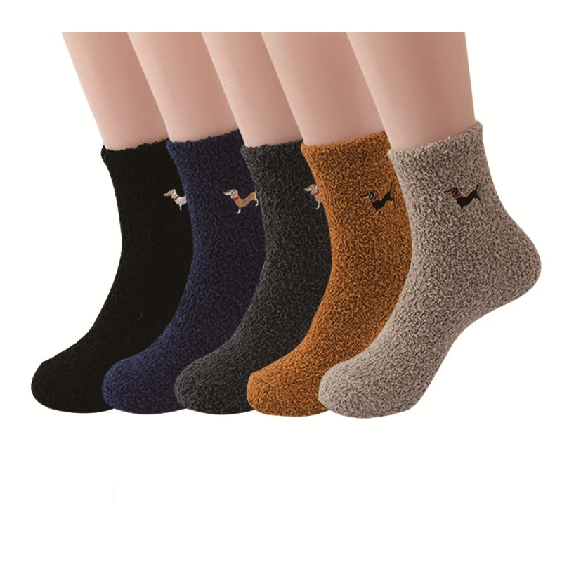 Top Trends: Dachshund Dog Thicken Winter Warm Fluffy Socks In Men Socks Cute Soft Coral Velvet Socks Indoor Floor Towel Socks Breathable Shoppable Styles