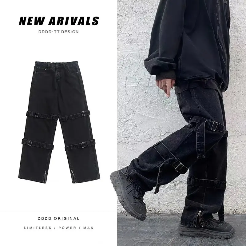 Top Trends: Hip Hop Jeans Men Fashion Pocket Blue / Black Baggy Jeans Mens Streetwear Loose Hip Hop Straight Cargo Denim Pants Mens Trousers Shoppable Styles