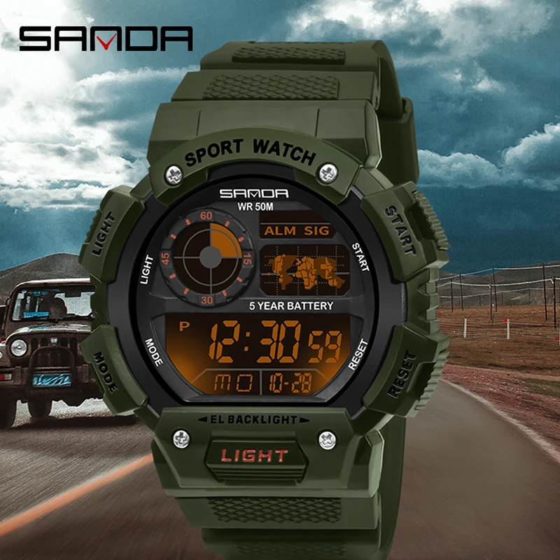 Top Trends: SANDA Men Electronic Watch Luminous Waterproof Multifunctional Outdoor Sports Mens Watches Military Watch Relogio Masculino 6009 Shoppable Styles