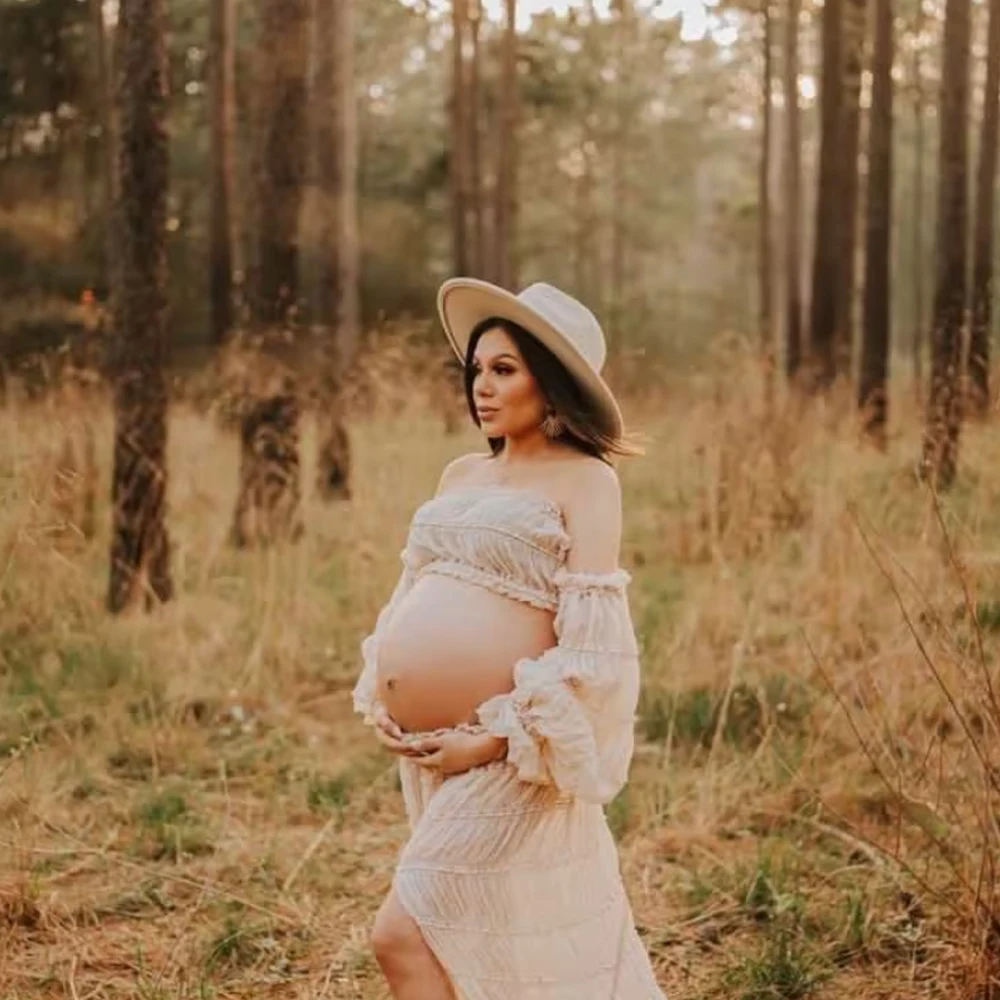 Top Trends: Bohemian Photo Shooting Pregnancy Dress Two Piece Boho Style Maternity Photography Props Dress Tulle Chiffon Baby Shower Dress Shoppable Styles