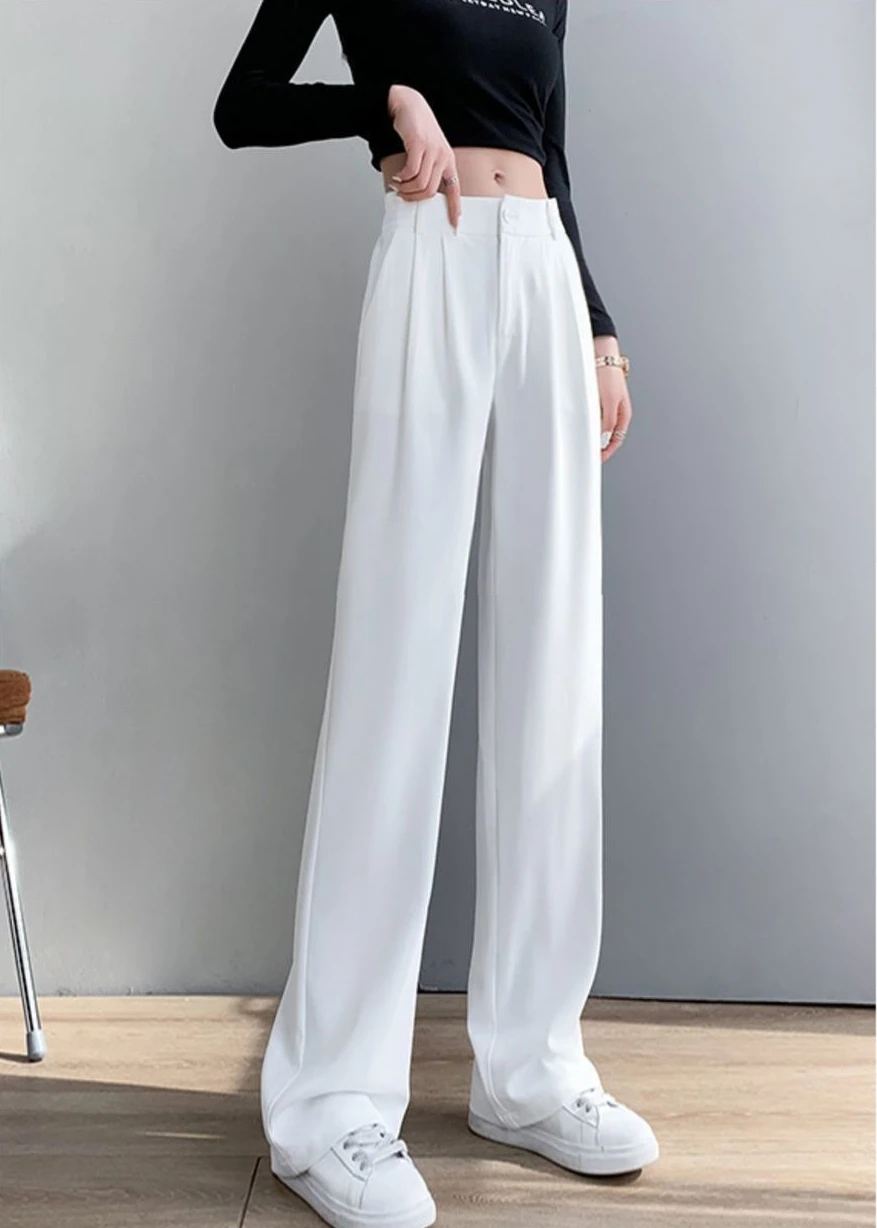 Top Trends: Clothing Baggy Womens Pants Loose Trousers Woman Tailoring Work Wide Leg Office High Waist White Outfits New In Y2k Streetwear G Shoppable Styles