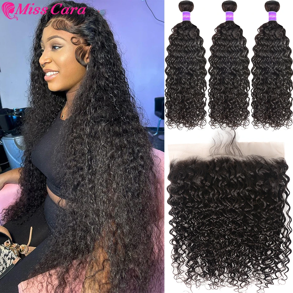 Top Trends: Water Wave Bundles Human Hair With HD 13x4 Frontal 100% Remy Human Hair Extension Deep Wave Transparent Frontal With 3 Bundles Shoppable Styles