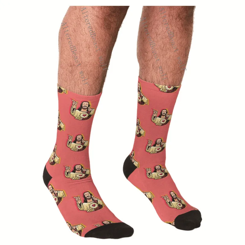 Top Trends: Men's Funny Socks Jesus Meme Printed Socks Harajuku Men Happy Hip Hop Novelty Cute Boys Crew Casual Crazy Socks For Men Shoppable Styles