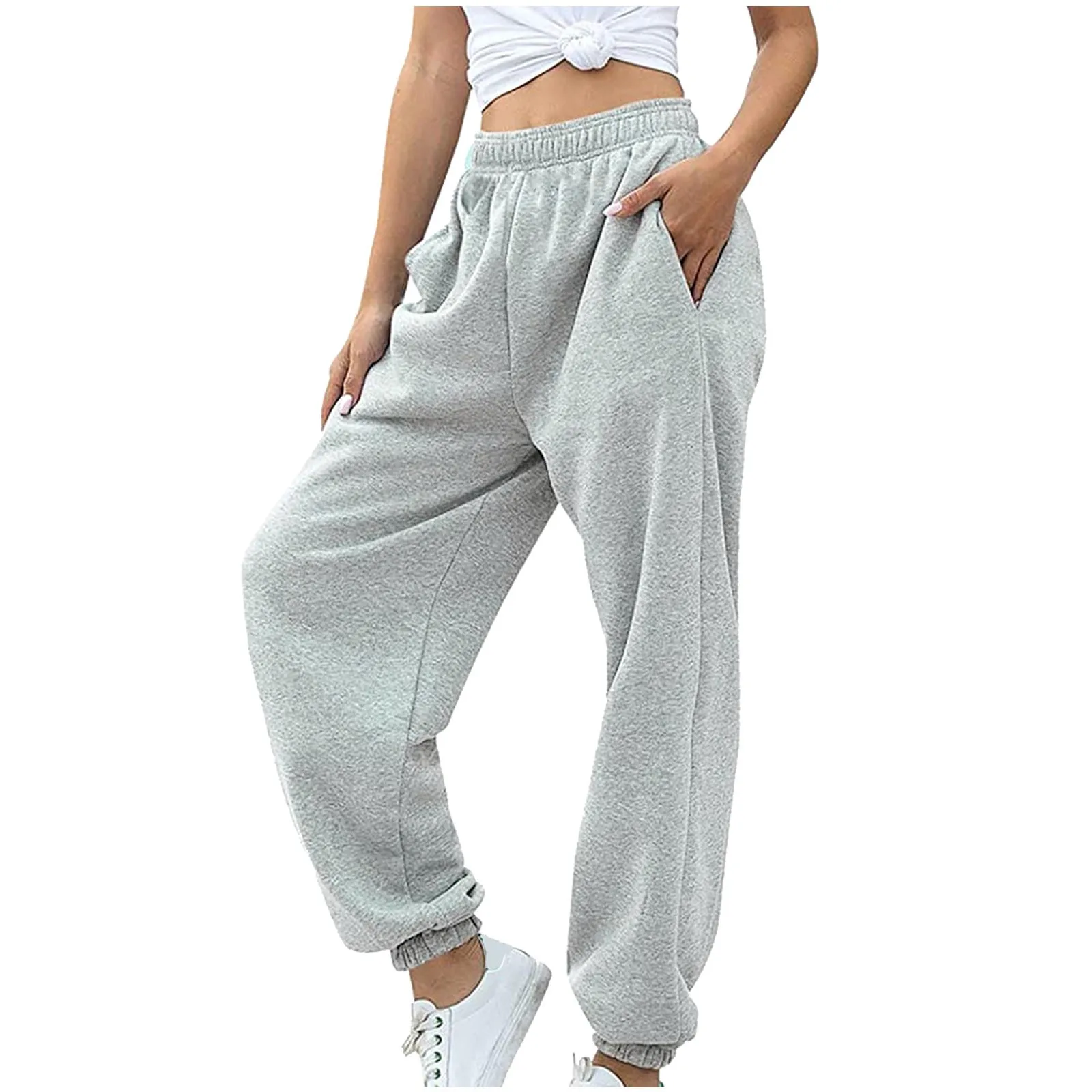 Top Trends: Solid Color Joggers Sweatpants Workout High Waisted Yoga Pants With Pocket Women Plus Size Trousers 2024 Shoppable Styles