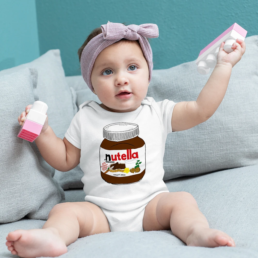 Top Trends: Funny Baby Girl Boy Clothes Bodysuits Nutella Print Harajuku 2023 Summer Newborn Onesies Plus Size Toddler Playsuit Short Sleeve Shoppable Styles