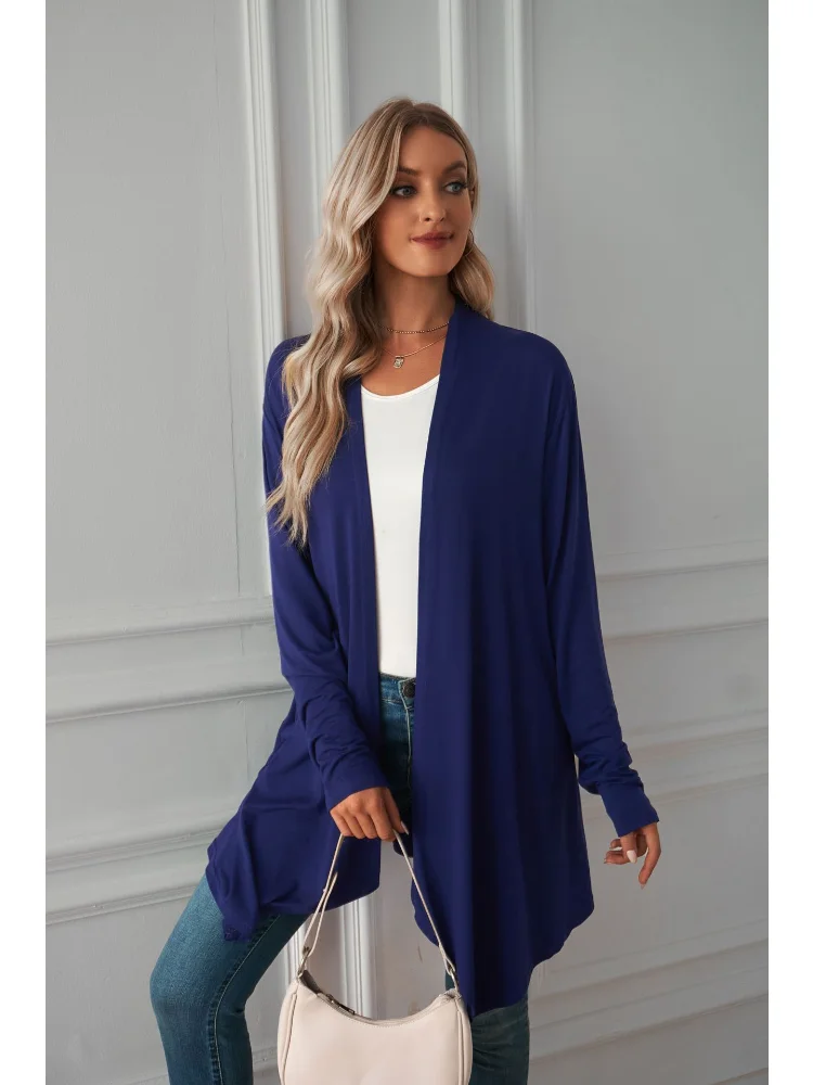 Top Trends: Women's Solid Color Long Sleeve Cardigan Coat Comfortable Casual Women's Top Long Style Outwear Spring Autumn New Arrival Coats Shoppable Styles