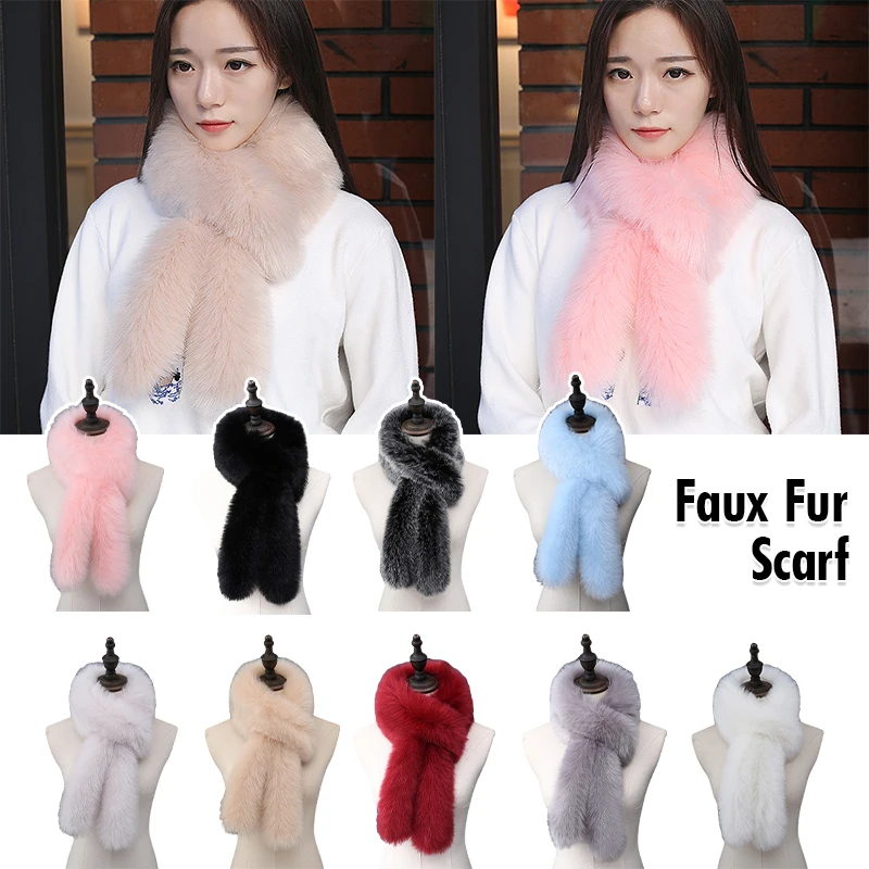 Top Trends: Imitaion Fox Fur Scarf Winter Women Pink Scarf Coat Jacket Decor Shawl Women Furry Fur Collar Neck Warm Shawl Shrugs Shoppable Styles