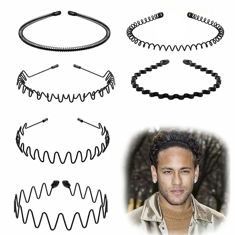 Top Trends: Unisex Metal Wavy Spring Hair Hoop Lack Non Slip Outdoor Sports Headbands Simple Hairband For Women Men Face Washing Headdress Shoppable Styles