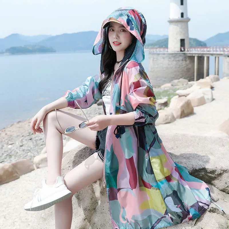 Top Trends: Summer Women's Sun Protection Clothing New UV Protection Jacket Breathable Thin Korean Mid Length Coat Outdoor Active Clothing Shoppable Styles