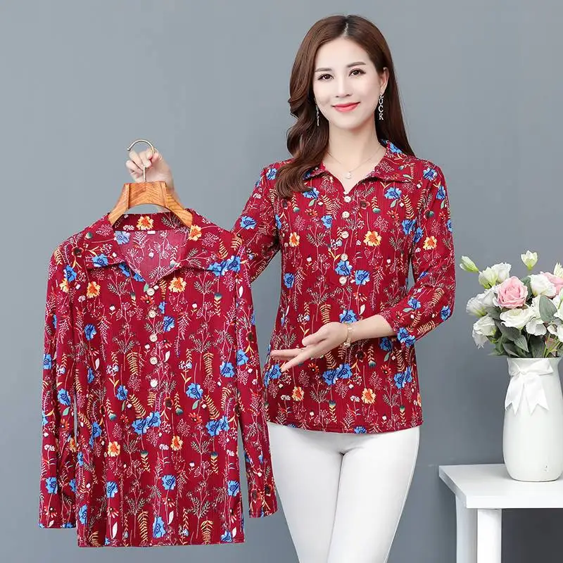 Top Trends: Korean Vintage Women Casual Shirts Spring Autumn Long Sleeve Pullovers Floral Printing Big Size Bottoming Loose Fashion Blouses Shoppable Styles - Image 2