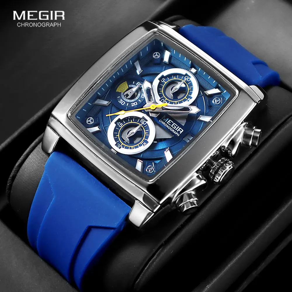 Top Trends: MEGIR Casual Sport Watch For Men Fashion Waterproof Chronograph Quartz Wristwatch With Luminous Hands Blue Silicone Strap Date Shoppable Styles - Image 4