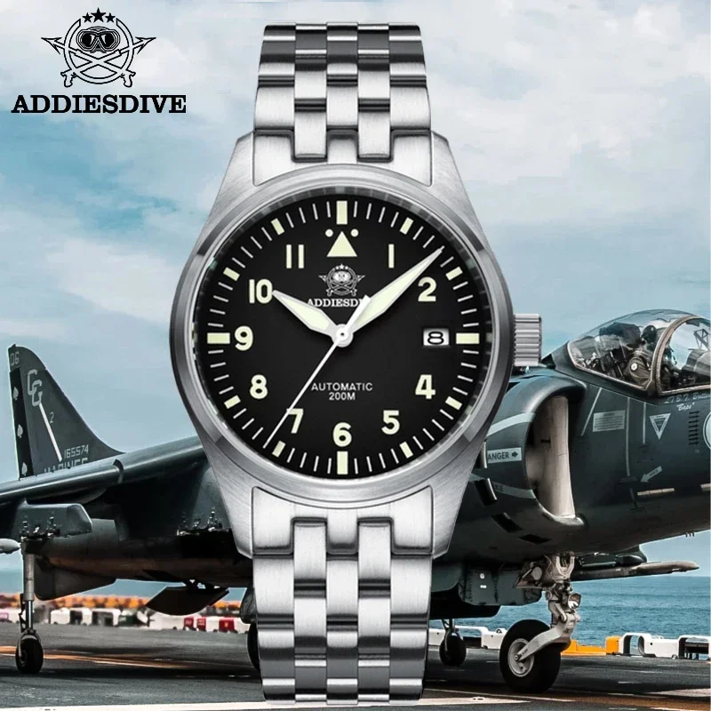 Top Trends: ADDIESDIVE 39mm Mens Automati Watch NH35 Sapphire Pilot Mechanical Watches Stainless Steel Super Luminous 200M Diving Wristwatch Shoppable Styles