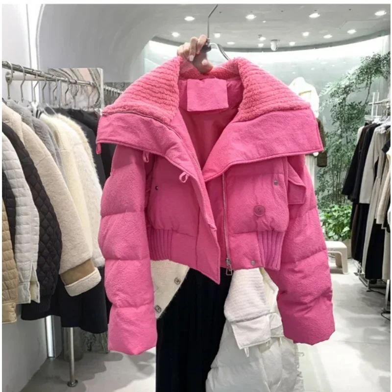 Top Trends: 2023 Korean Chic Knit Collar Autumn Winter Coat Women Thickened Puffer Jacket Loose Parka Warm Cotton-padded Jacket Short Coats Shoppable Styles