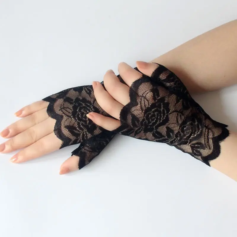 Top Trends: Women Short Lace Fingerless Gloves Sunblock Bridal Wrist Floral Mittens Opera Evening Wedding Tea Party Cosplay Mittens Shoppable Styles