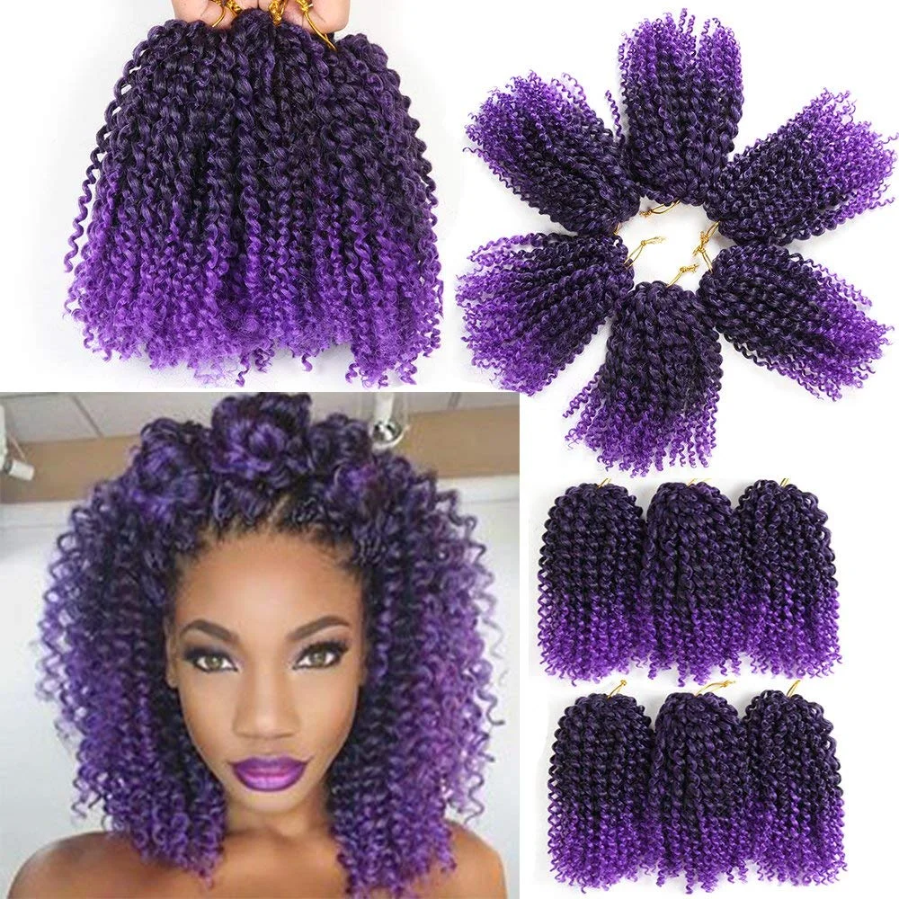 Top Trends: ONYX Synthetic Marlybob Ombre Hair Extension 8inch Marly Jerry Curl Jamaican Bounce Hair Afro Kinky Curly Crochet Braids Hair Shoppable Styles